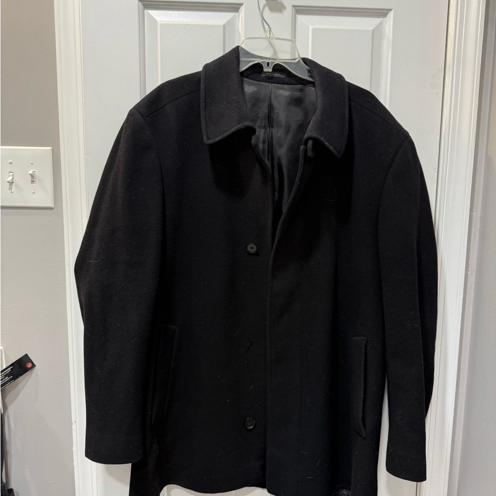 Calvin Klein Black Wool Blend Coat